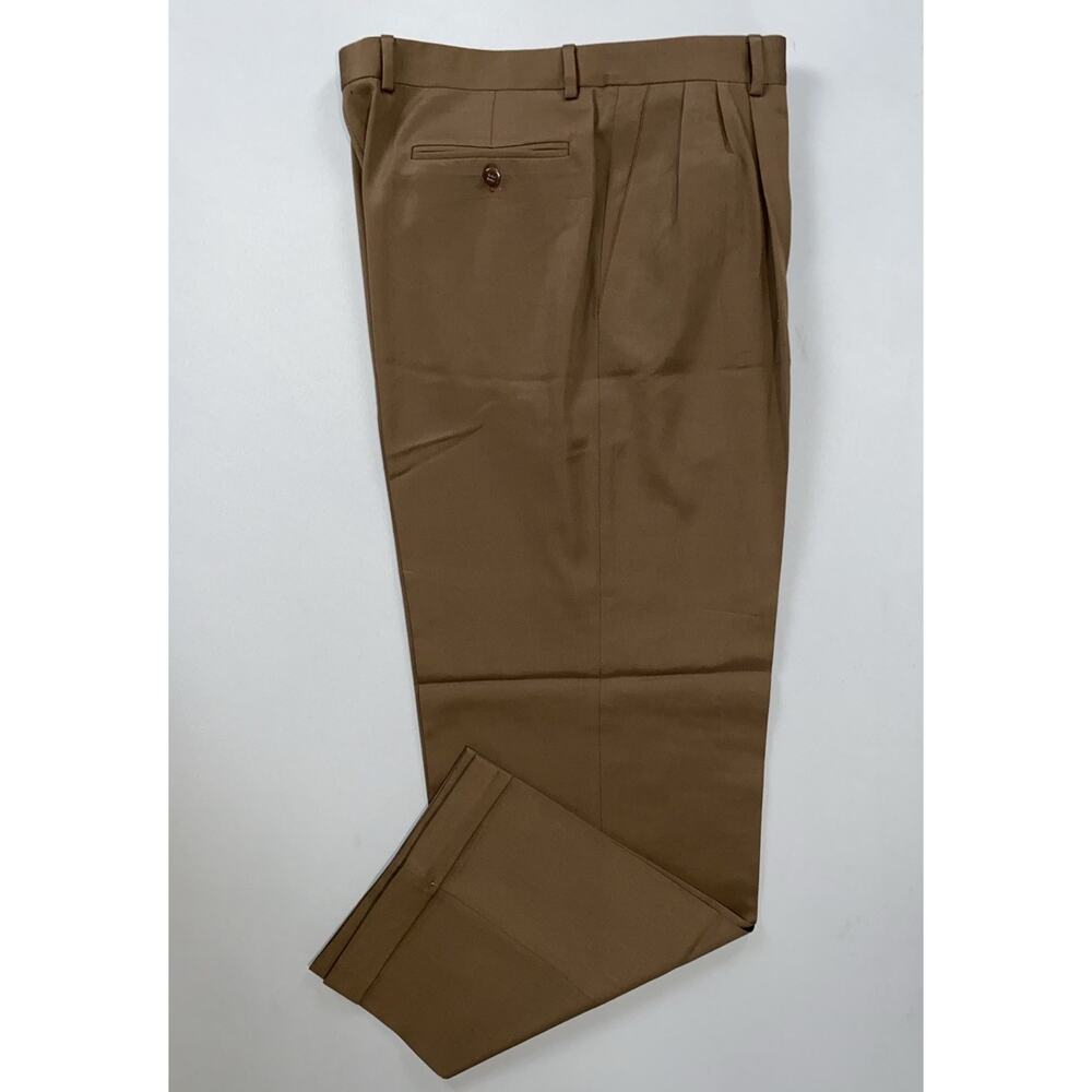 Zanella 'Alter' Pleated Wool Dress Pants, Slacks. Brown, Men's Actual 37X29.5